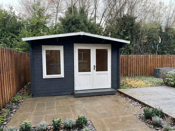 Log cabin garden room installation in Glasgow by BSM Contracts