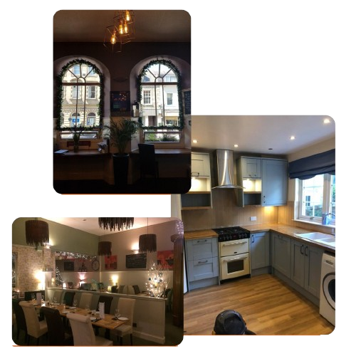 Commercial property conversions in Glasgow by BSM Contracts including restaurants, bakeries, B&Bs, cafés, and shops